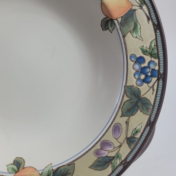 TWO Mikasa Intaglio Garden Harvest Rim Soup Bowls Fruit and Leaves on Rim - Picture 6 of 13